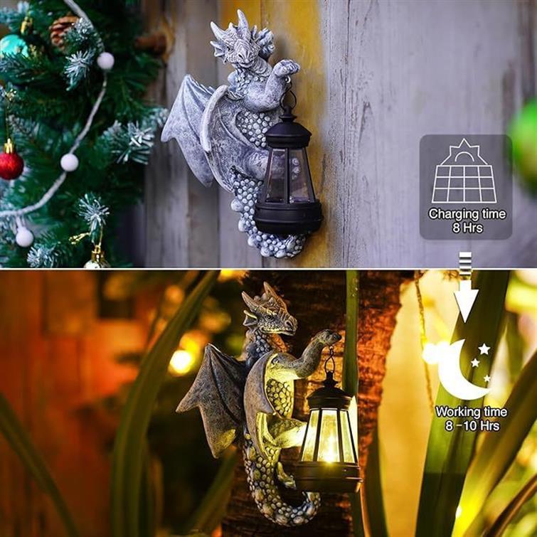 Western Dragon Lantern Outdoor Courtyard Garden Resin Craftwork