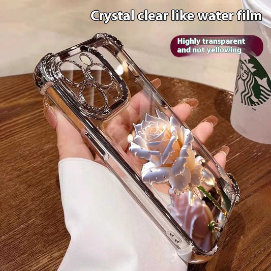 Applicable To 16 Mobile Phone Flower Rose Transparent Drop-resistant Phone Case
