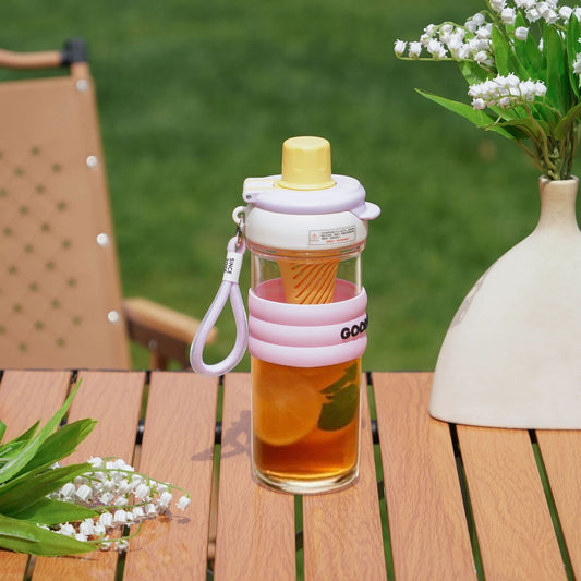 700ml High-Borosilicate Glass Cup With Straw Single-Walled Heat-Resistant Tea-and-Water Separator
