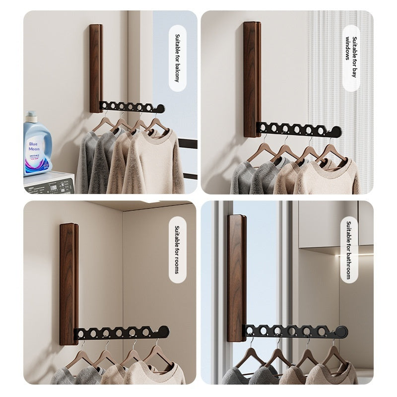 Walnut Folding Invisible Clothes Drying Rack For Balconies And Home Use