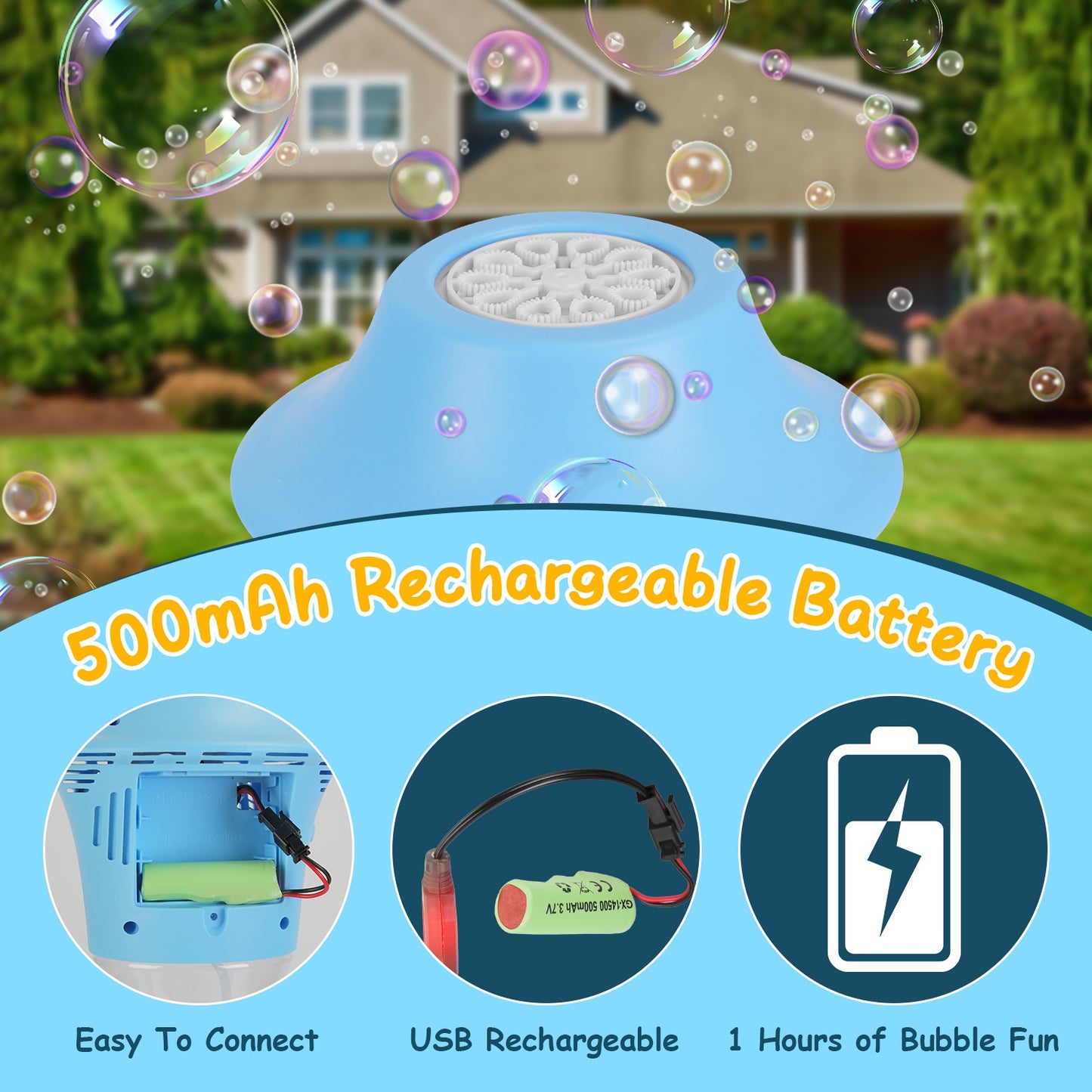 1Pc 3 In 1 Standing Bubble Machine With Colorful Lights And Music Rechargeable Bubble Maker Stand With 2 Modes 3 Adjustable Height For Party Wedding Indoor Outdoor Occasions Pets Kids Aged 3 Above