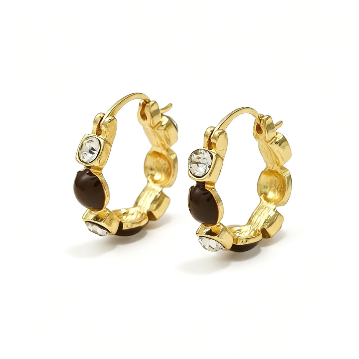Cross-border European American Maillard Brown Hoop Earrings For Women, New Arrival Premium Unique Vintage Hoop Clasp Ear Jewelry