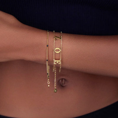 Custom Name Bracelet Double Chain Personalized Separate Initial Letter Bangle Stainless Steel Jewelry Exquisite Gift For Women