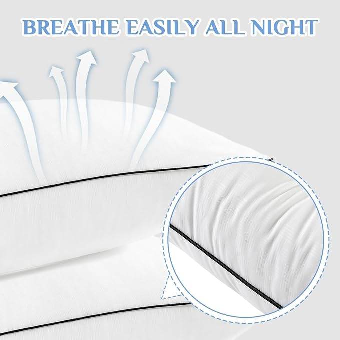 Pillows Standard And Full Size, Hotel Collection Bed Pillows For Side, Back, And Stomach Sleepers, Fluffy And Supportive, Down Alternative Microfiber Filled Pillows, Available In 2 Pack & 4 Pack