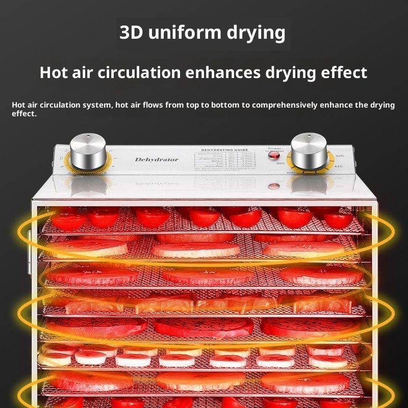 6-layer Stainless Steel Fruit Dryer, Small Household And Commercial Food Dehydrator For Vegetables And Fruits