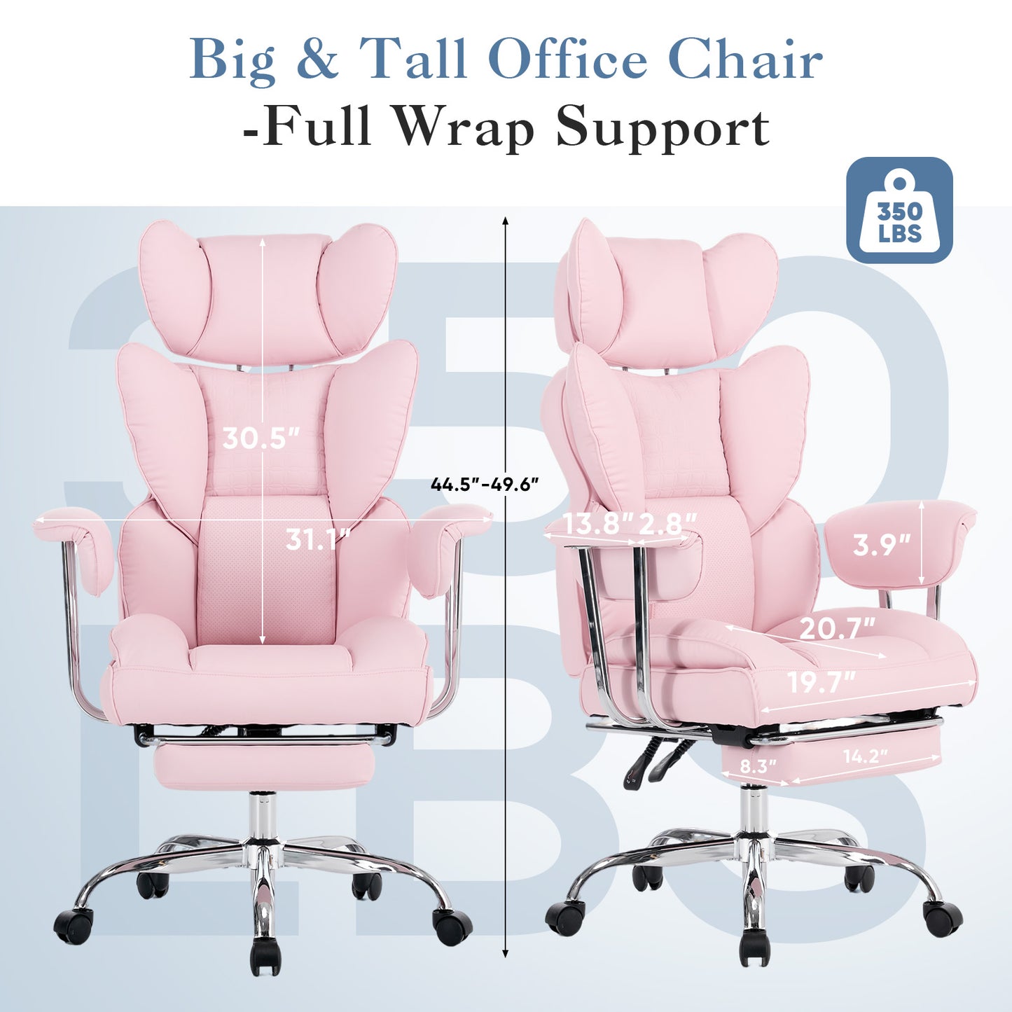 Large-sized High-back Office Chair - 350 Pounds, Anti-scratch PU Leather Executive Office Desk Chair, With Footrest, Reclining Computer Chair