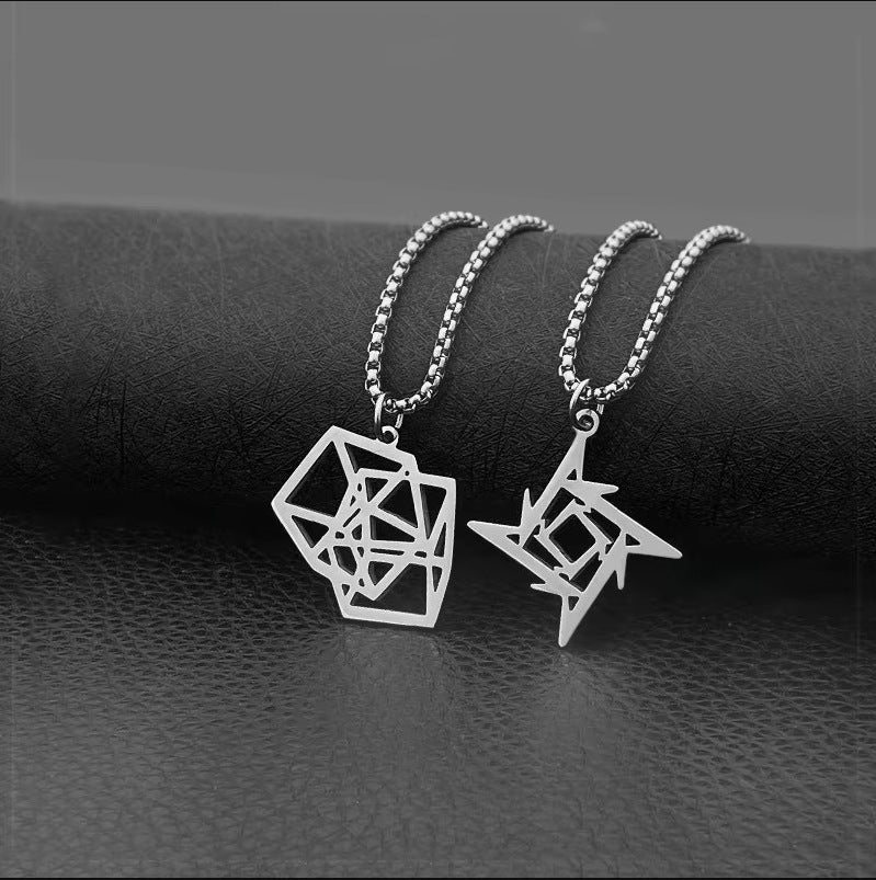 Simple Geometric Pendant Men's Necklace Square Street Rock Hip Hop Stainless Steel Accessories