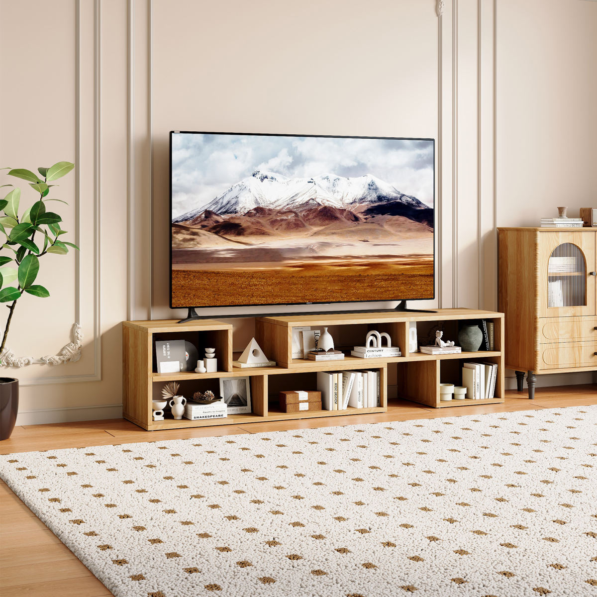 Modular Freestyle TV Stand,Light Wood Adjustable Media Console With Open Storage Compartments,Modern Minimalist Entertainment Center,Free-Combination TV Cabinet For Living Room Bedroom Apartment