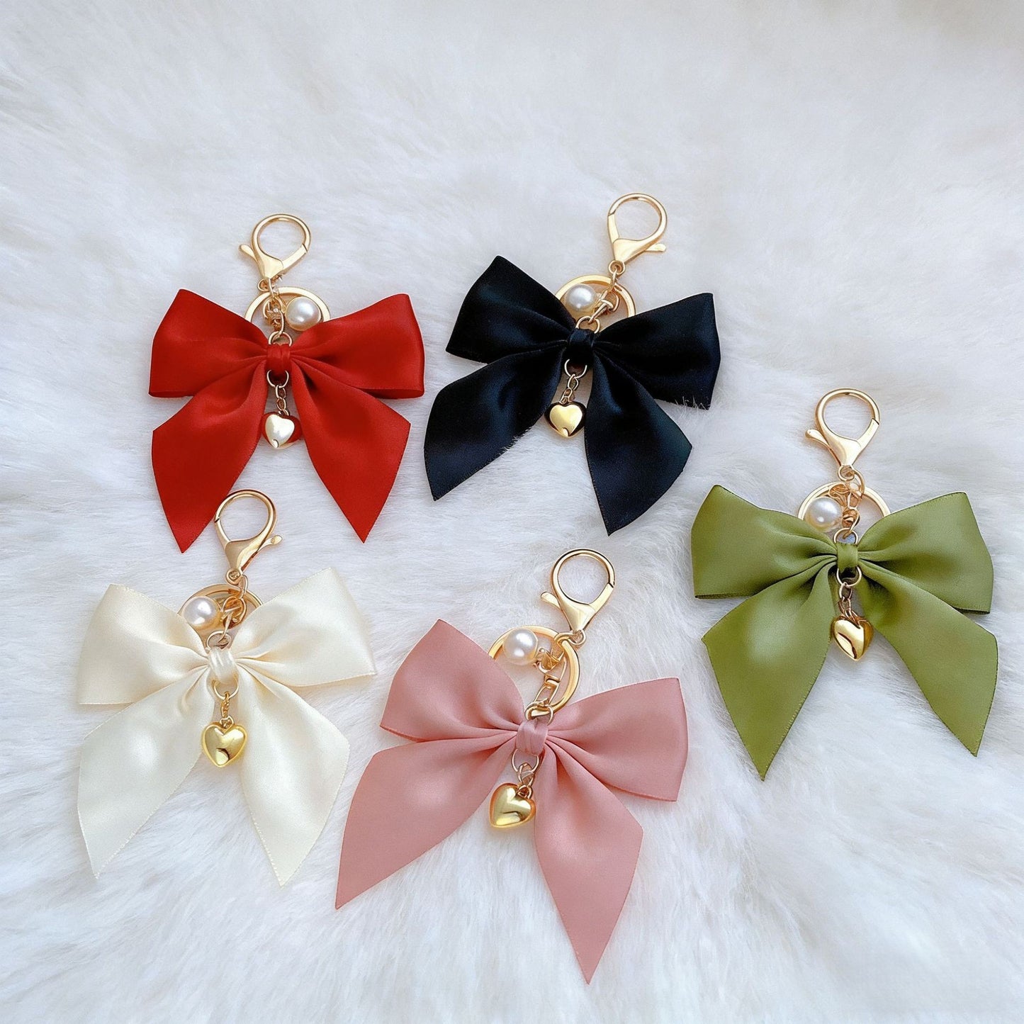 Korean-style Ribbon Bow Keychain Pendant Bag And Car Decoration