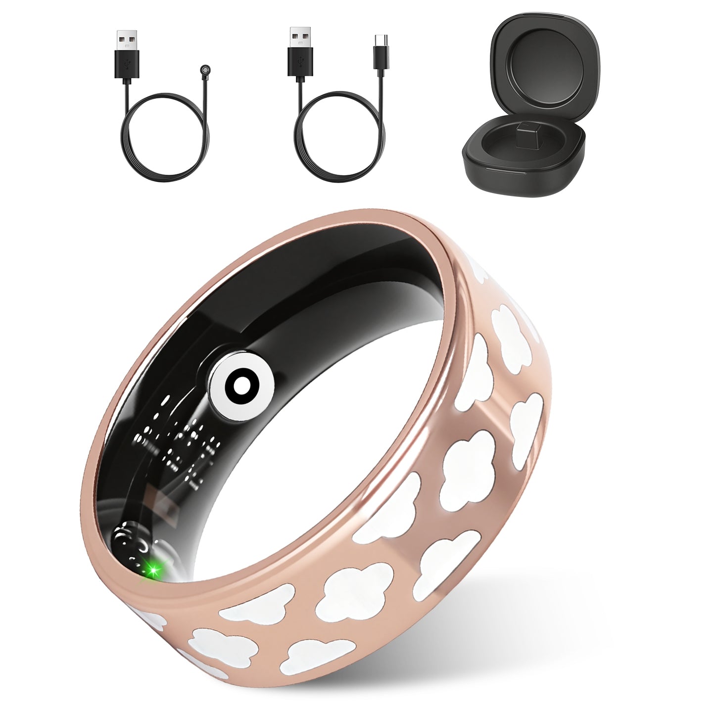 Smart Ring Health Tracker Fitness Sleep Stress HRV Tracker With Charging Case Magnetic Charging Cable For Women & Men Compatible With IOS & Android 7-Day Battery Life Size 7 Size 8 Size9 Size10