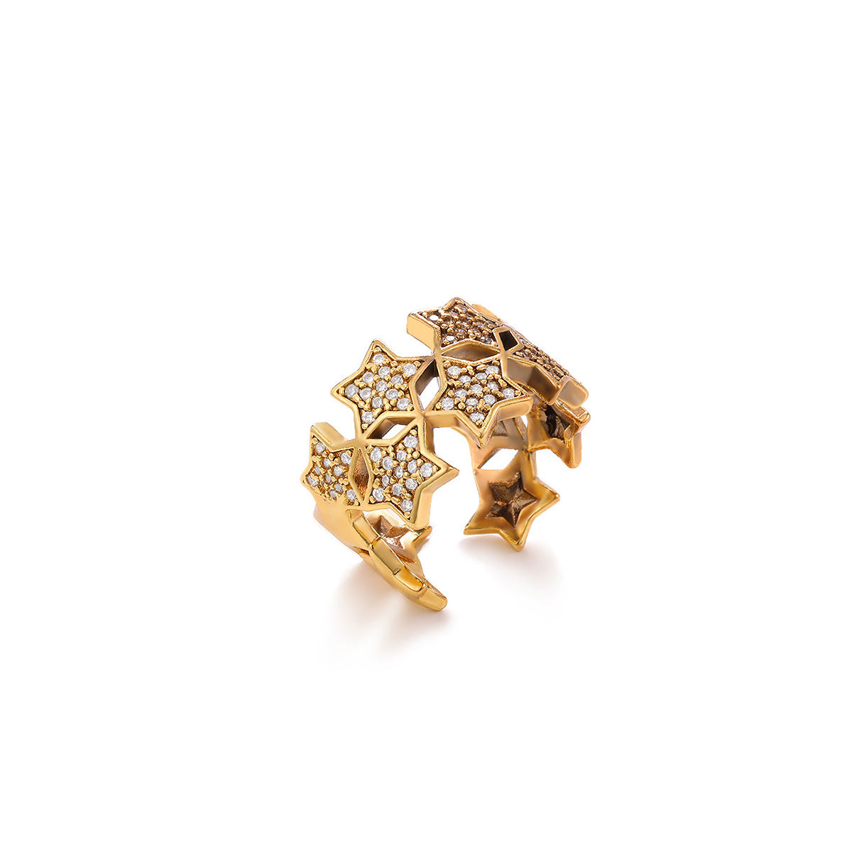 European Retro Heart Shaped Zircon Ring 18K Gold Plated Ladies Gift