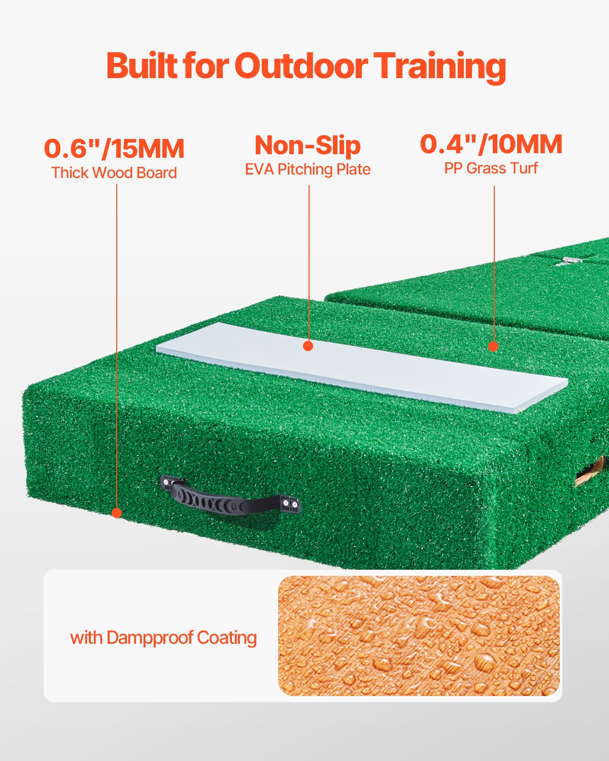 Pitching Mound, Portable Baseball Pitcher's Mound, 77 In IIndoor Outdoor Pitching Practice And Training Equipment, Softball Pitching Aids With Antifade Turf, Pitching Rubber, Carry Handles