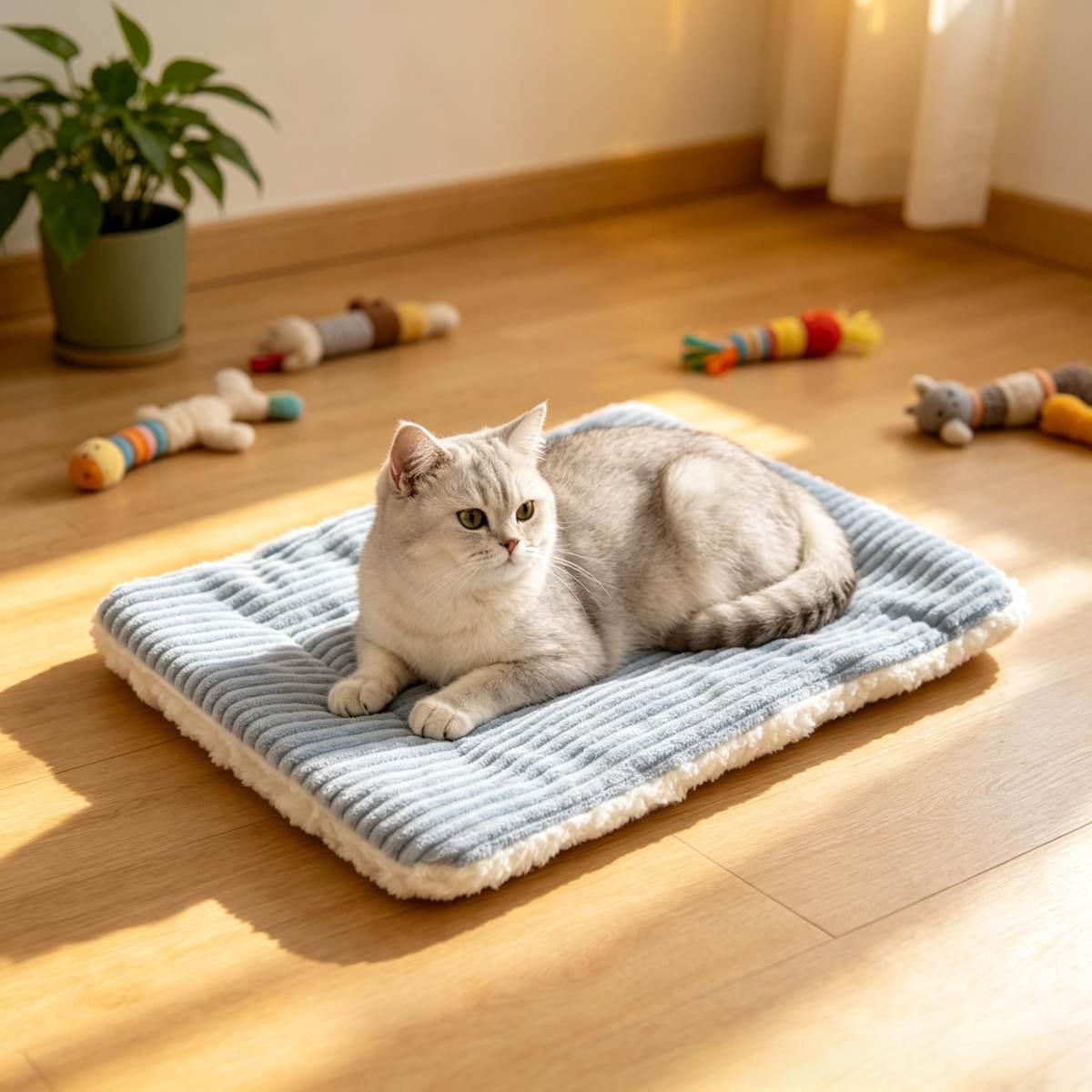 Double Sided Pet Bed Mat ,Striped Plush & Fleece Reversible Small Dog Cat Cushion Pad,Portable Washable Pet Sleeping Blanket For Puppy Kitten Indoor Cage Use