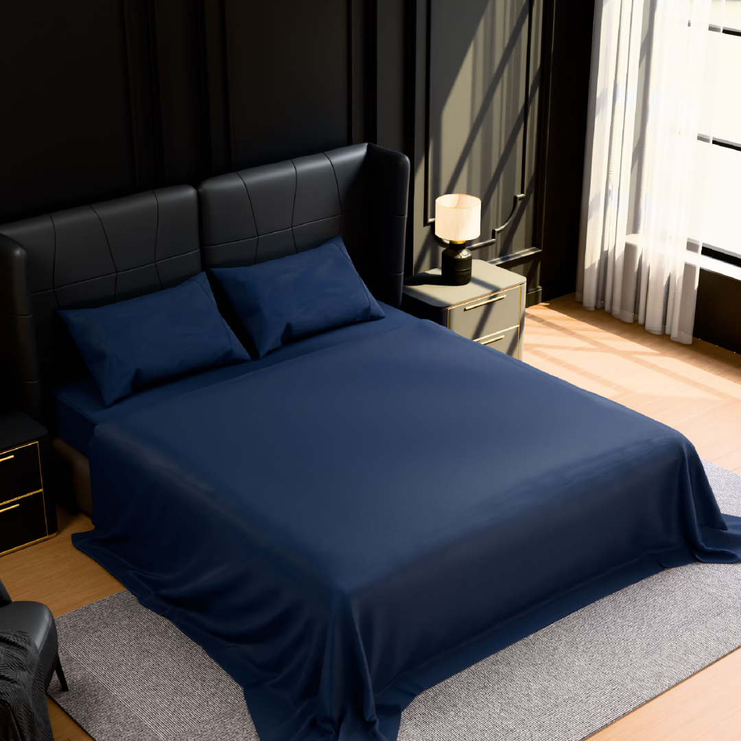 Bedding Queen Bed Sheets Set - 4 Piece Bedding - Brushed Microfiber - Shrinkage And Fade Resistant - Easy Care Queen, Navy Blue