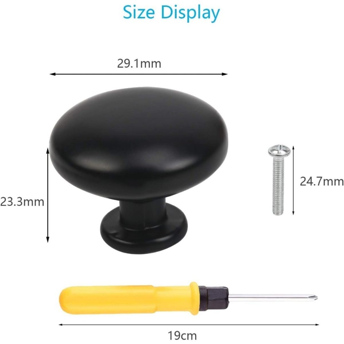 25-Piece Set Of Matte Black Round Cabinet Handles, Furniture Handles, Kitchen Knobs, And Drawer Handles,Black Cabinet Knobs For Cabinets, Drawers, And Kitchen Furniture