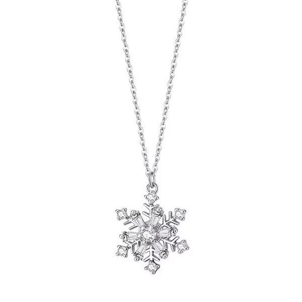 Korean-style New S925 Sterling Silver Rotating Snowflake Necklace