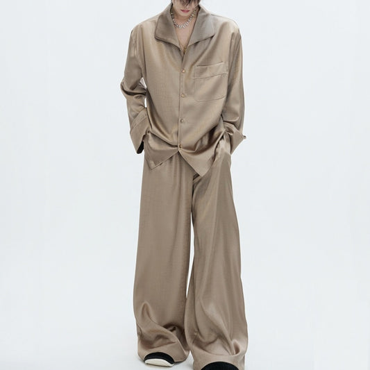 Couples Acetate Silk Slippery Pajama Set With A Flowing Drape For Home Wear