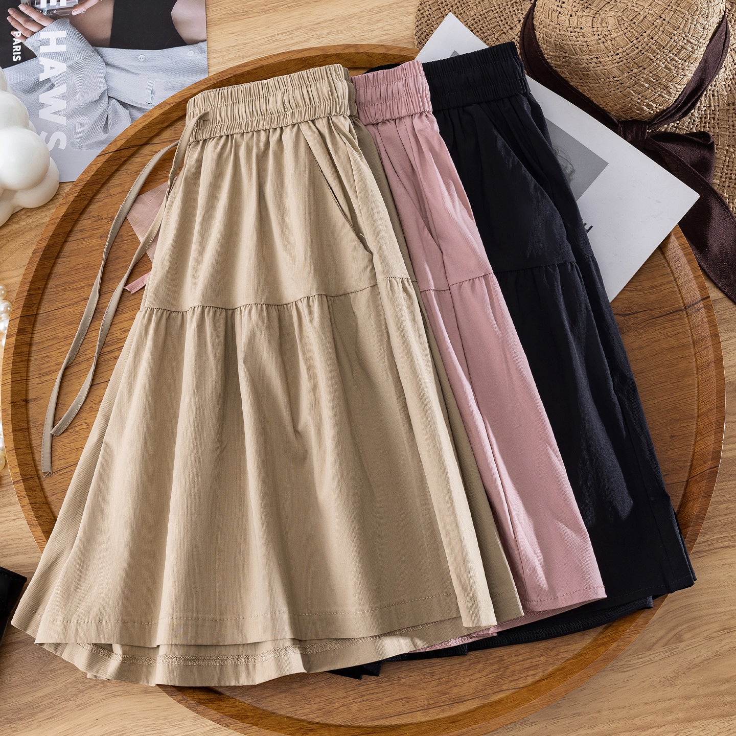 New Summer Lightweight Capri Pants High-waisted Culottes
