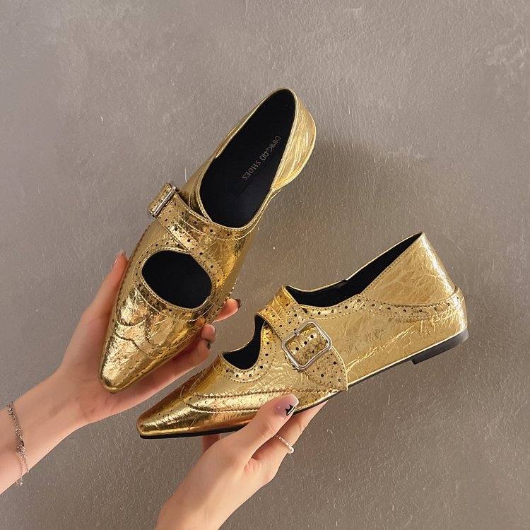 New Korean Style Fashion Square Toe Mules, Low Block Heel Niche Women's Closed Toe Slip On Shoes