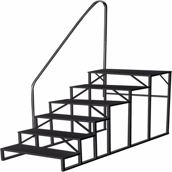 RV Stairs 6 Step Ladder,RV Steps Anti-Slip,Hot Tub Steps With Handrail,660 Lbs RV Ladder For 5th Wheel RV,Mobile Home Stairs
