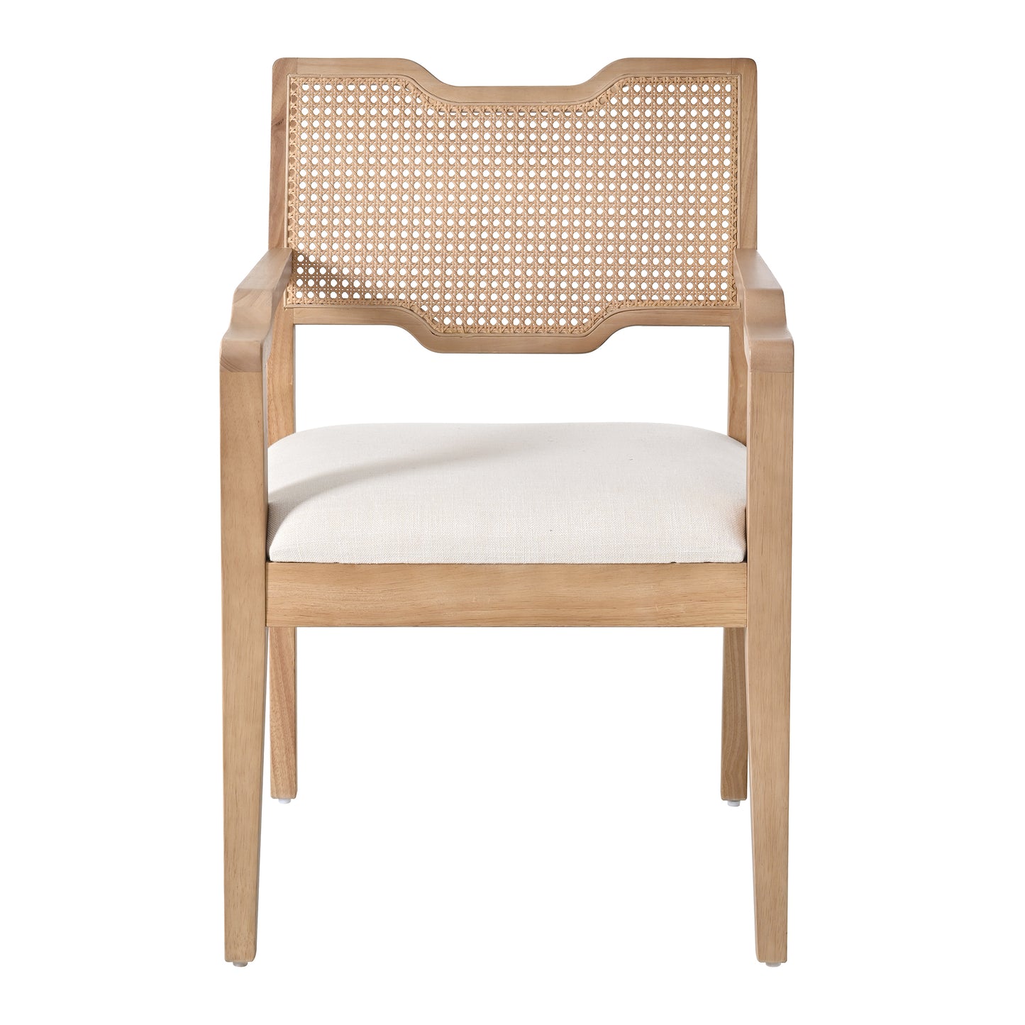 Farmhouse Dining Chairs Set Of 2, Upholstered Kitchen Chairs Wooden Side Armchair With Rattan Backrest For Dining Room ,Restaurant,Brown