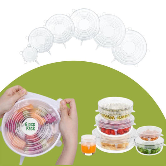 Kitchen Microwave Food Cover With 6 Silicone Lids, Extension Lid, Bowl Lid, Elastic Silicone Lid, Universal Adaptability Lid