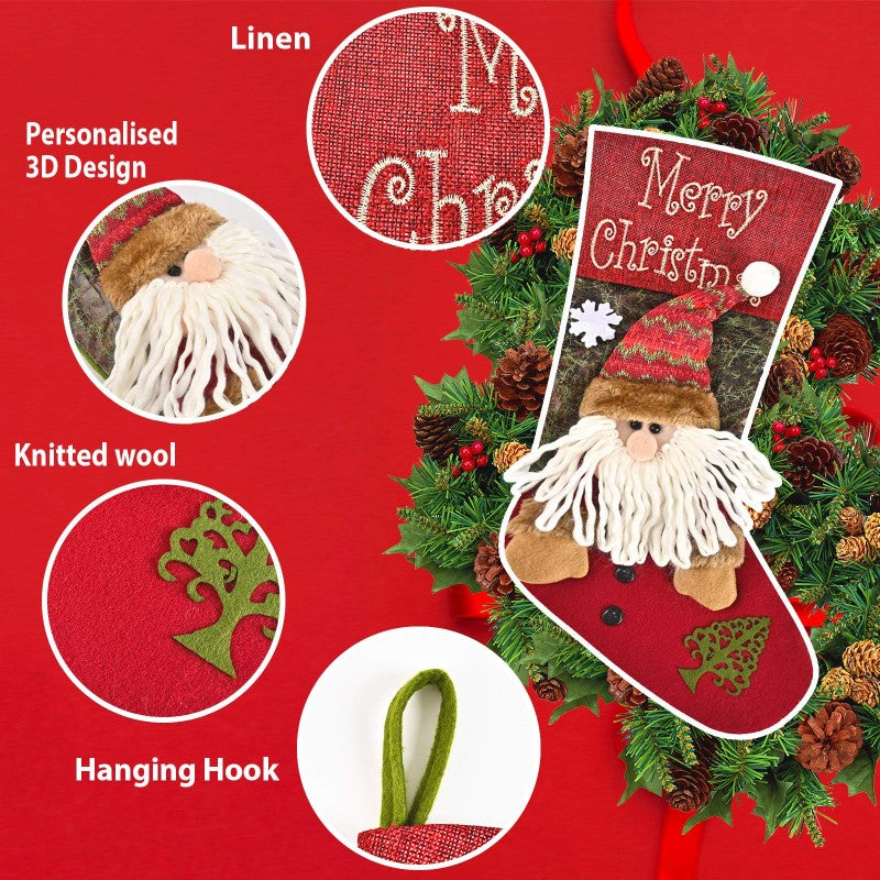 Large Christmas Stocking Set Of 3, Extra Big Festive Xmas Stockings For Family Gifts