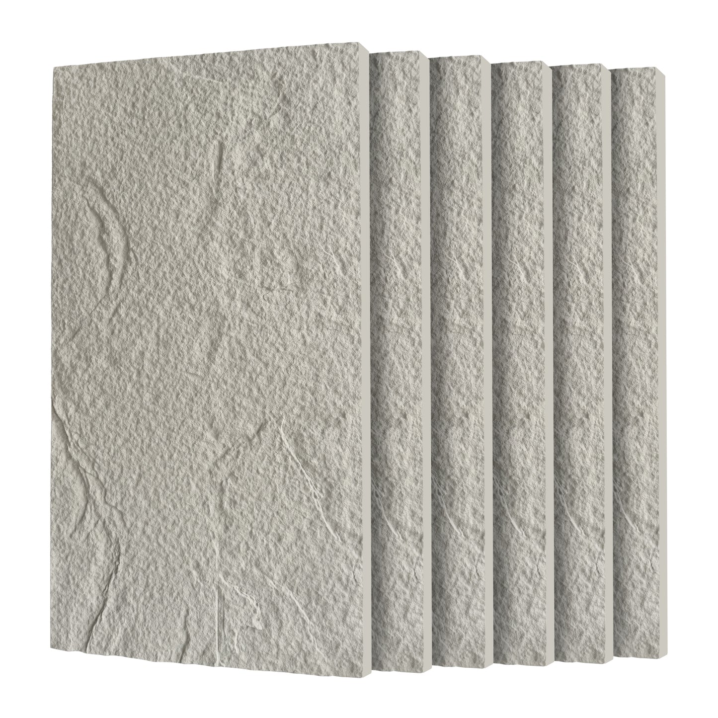 3D Faux Stone Wall Panels, 6 PCS PU Wainscoting Panel For Interior Wall Decor, Flame-resistant & Lightweight & Waterproof, For TV Wall, Office, Living Room, 47.24  X 23.62  Stone Skin  Clear Grey