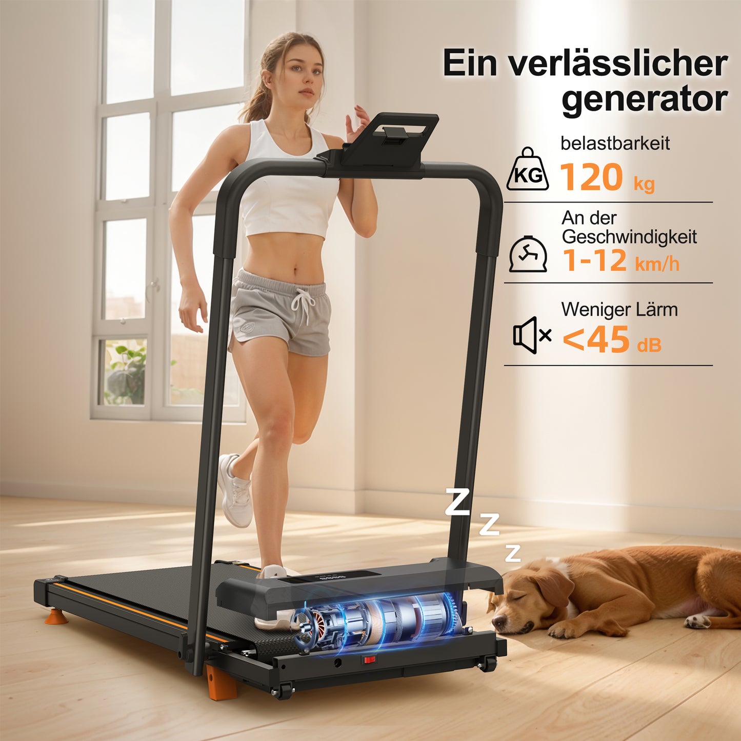 Home Office Desk Treadmills, Compact Desktop Treadmills With Inclined Portable Treadmills, 2-in-1 Treadmills For Walking, Running And Jogging, With A Weight Capacity Of 120KG Treadmill,APP