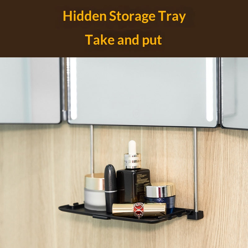 Portable Foldable Makeup Mirror With Built-in Lights For Hanging