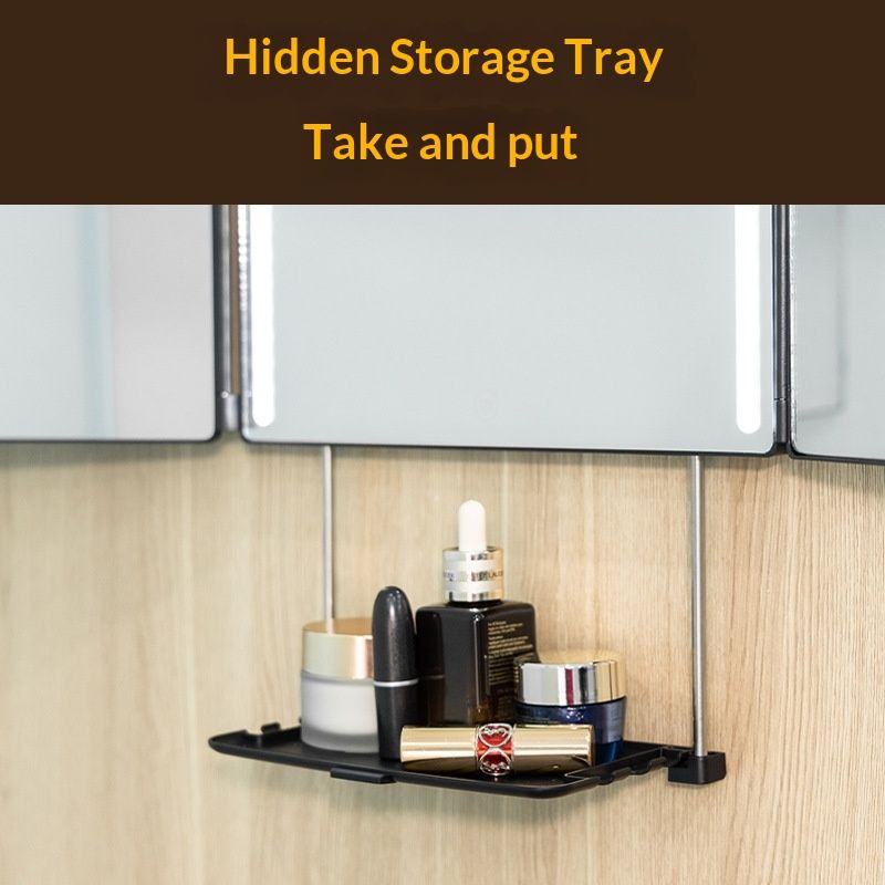 Portable Foldable Makeup Mirror With Built-in Lights For Hanging