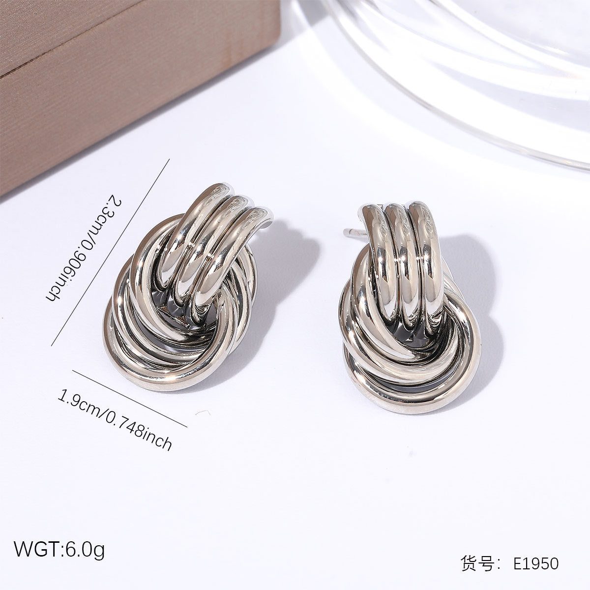 Elegant Gold Tone Titanium Steel Earrings, Niche Light Luxury Premium Stainless Steel Anti-Fade High-End Jewelry For Her