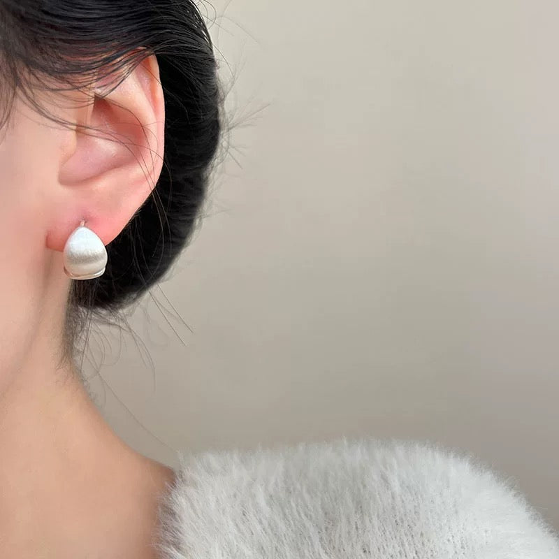 1 Pair 999 Sterling Silver Matte Teardrop Hoop Earrings, Minimalist & Elegant Style, Perfect For Daily, Dating & Gifting, Ideal Valentine's Gift