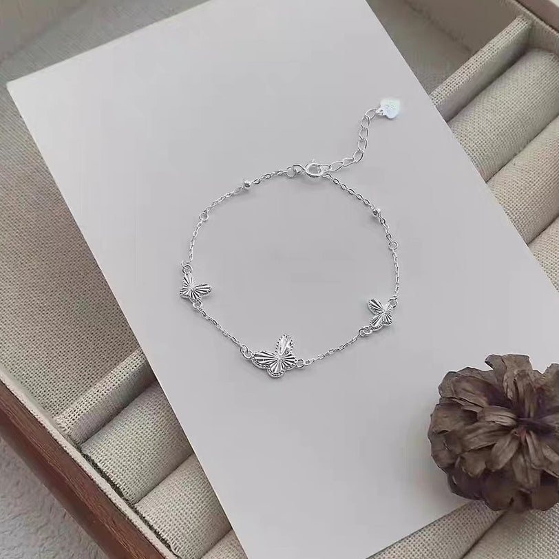 1pc 999 Sterling Silver Flower Charm Bracelet, Minimalist Delicate Style, Perfect For Daily Wear And Valentine's Gift