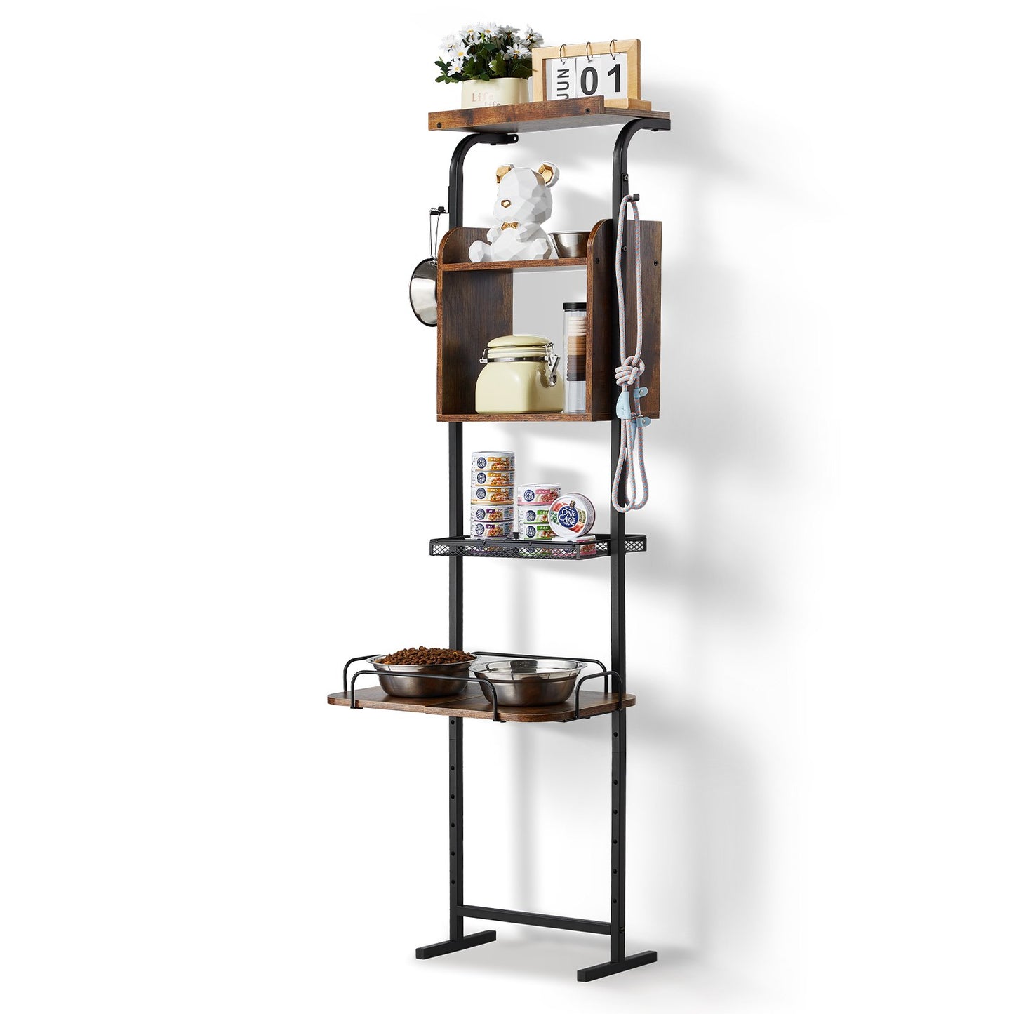 Pet Feeding Station With Storage, Elevated Dog Bowls, Raised Dog Bowl Stand, Dog Food Storage And Feeder Station With Storage Shelves, Pet Toy Storage Organizer, For Large Medium Small Dogs