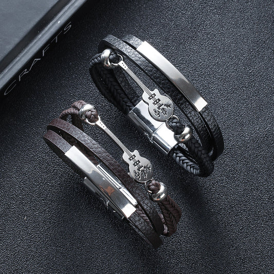 Punk-style Mens Fashion Creative Multi-layer Leather Bracelet