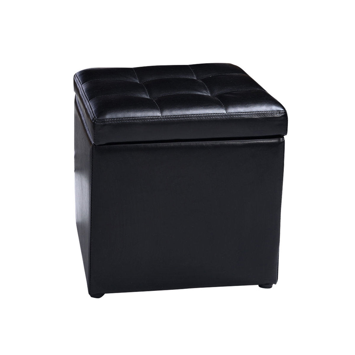 Foldable Cube Ottoman Pouffe Storage Seat-Black
