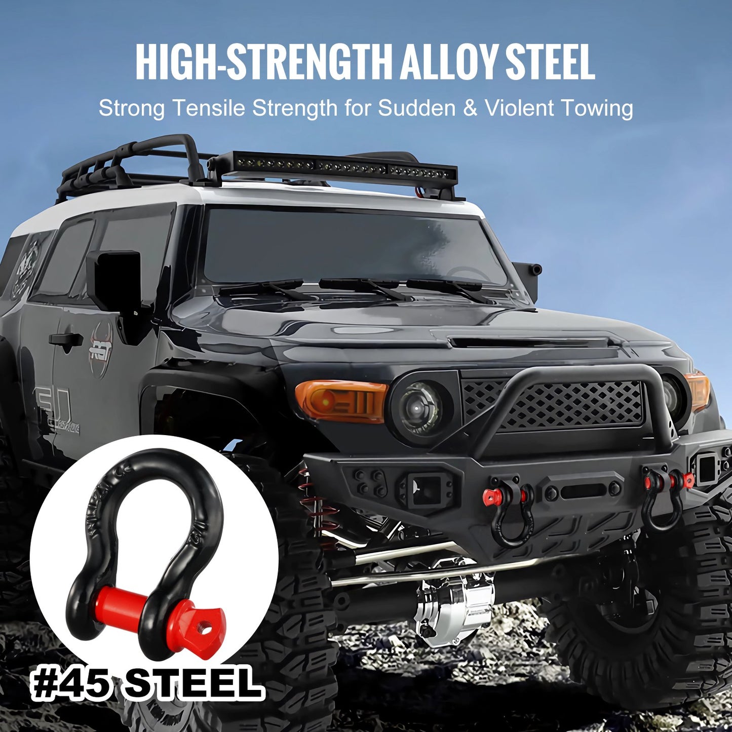 1/2' D-Ring Shackle, 4 Pack Alloy Steel Shackles 17637 Lbs (8 Ton) Break Strength With 5/8' Screw Pin, Heavy Duty Off Road Vehicle Recovery Shackle, Towing Accessories For Jeep Truck, Black