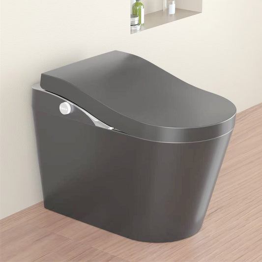 Tankless Modern Smart Toilet With Bidet, Auto Flush, Auto Open Close,Heated Seat, Warm Water And Dry, Foam Shield Function White, Matte Grey