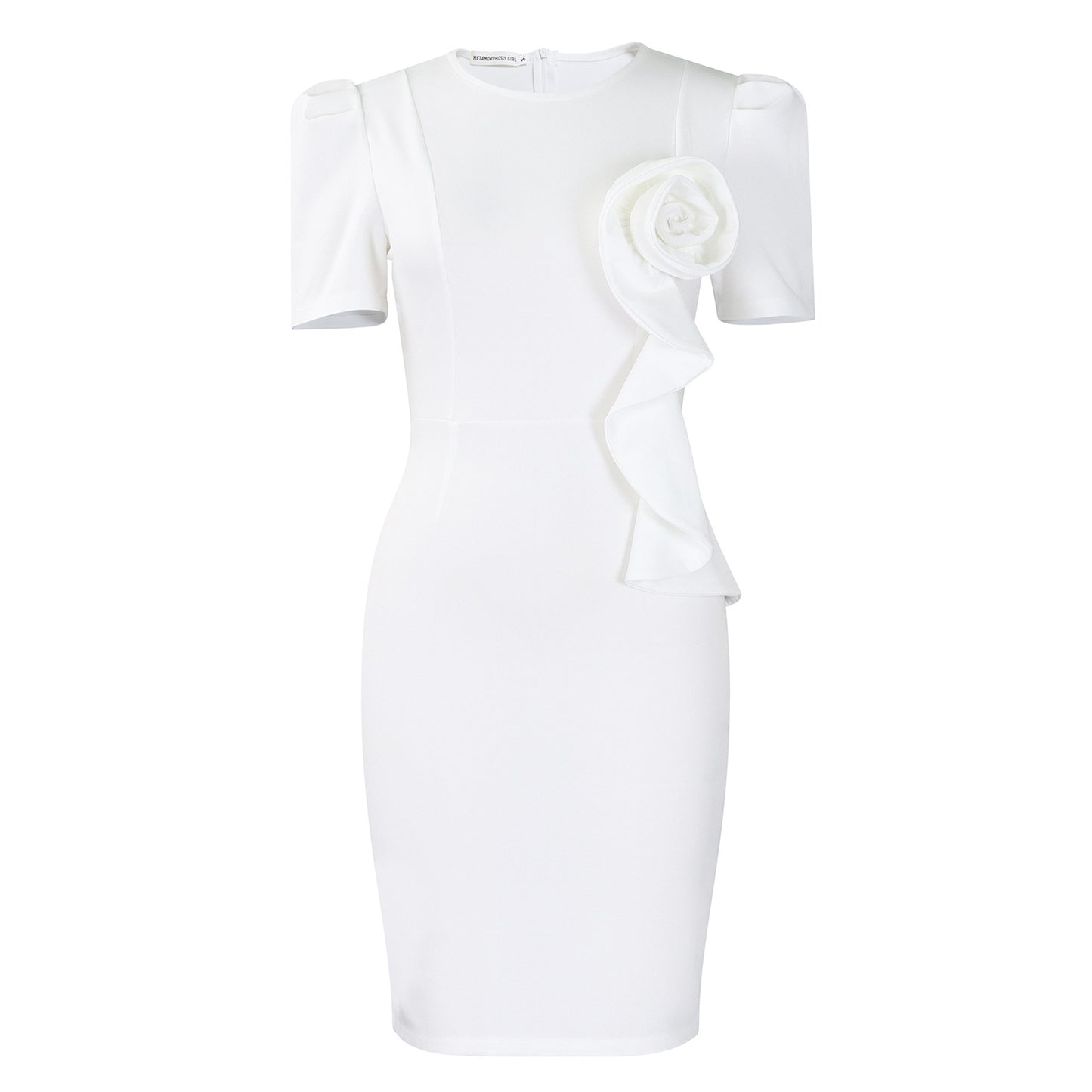 Fashion Elegant Body-hugging Lace Hem Solid Color Short Sleeve Dress