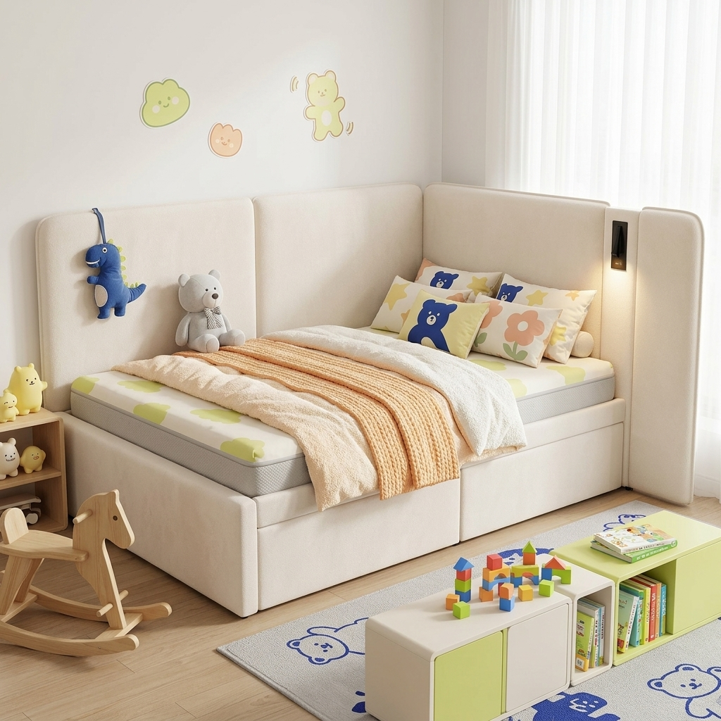 Daybed 90x200 Cm With 2 Drawers, Upholstered Bed, Daybed, Sofa Bed With USB Charging Port And Reading Lamp, Velvet, Beige