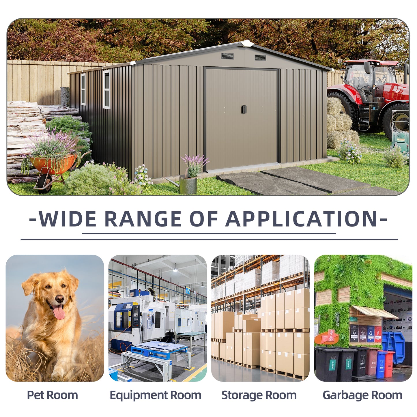 Campcraft 10x12ft  0.23mm Color Steel Plate, Surface Protective Film, Two Daylight Windows, A Practical And Thoughtful Gift,two Colors Can Be Freely Selected Storage Sheds