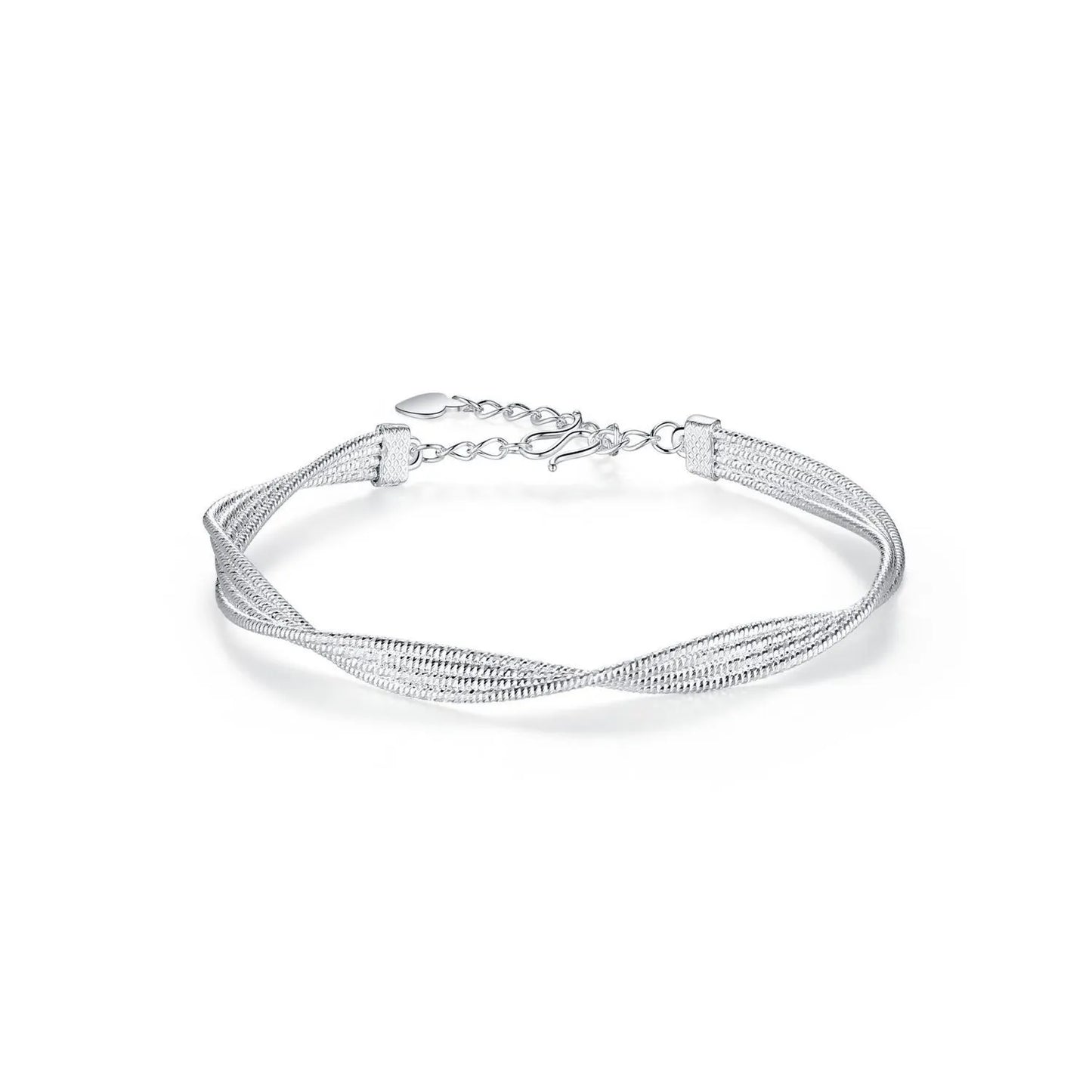 1pc 999.9 Sterling Silver Twisted Mesh Bangle, Luxurious Minimalist Style, Perfect For Daily Wear & Valentine's Gifts