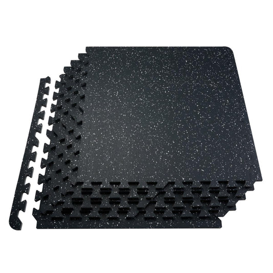 0.56 Inch Thick Gym Floor Mats, 6 Tiles Rubber Top With EVA Foam, 25" X 25" Gym Flooring Workout Mats With 25 Sq.ft Coverage, Interlocking Puzzle Gym Mats For Gym, Home, Garage, Black & White