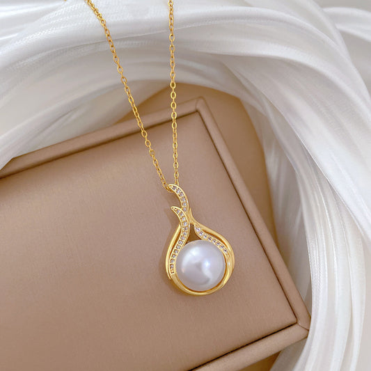 Pearl And Full-diamond Fashion Necklace For Women