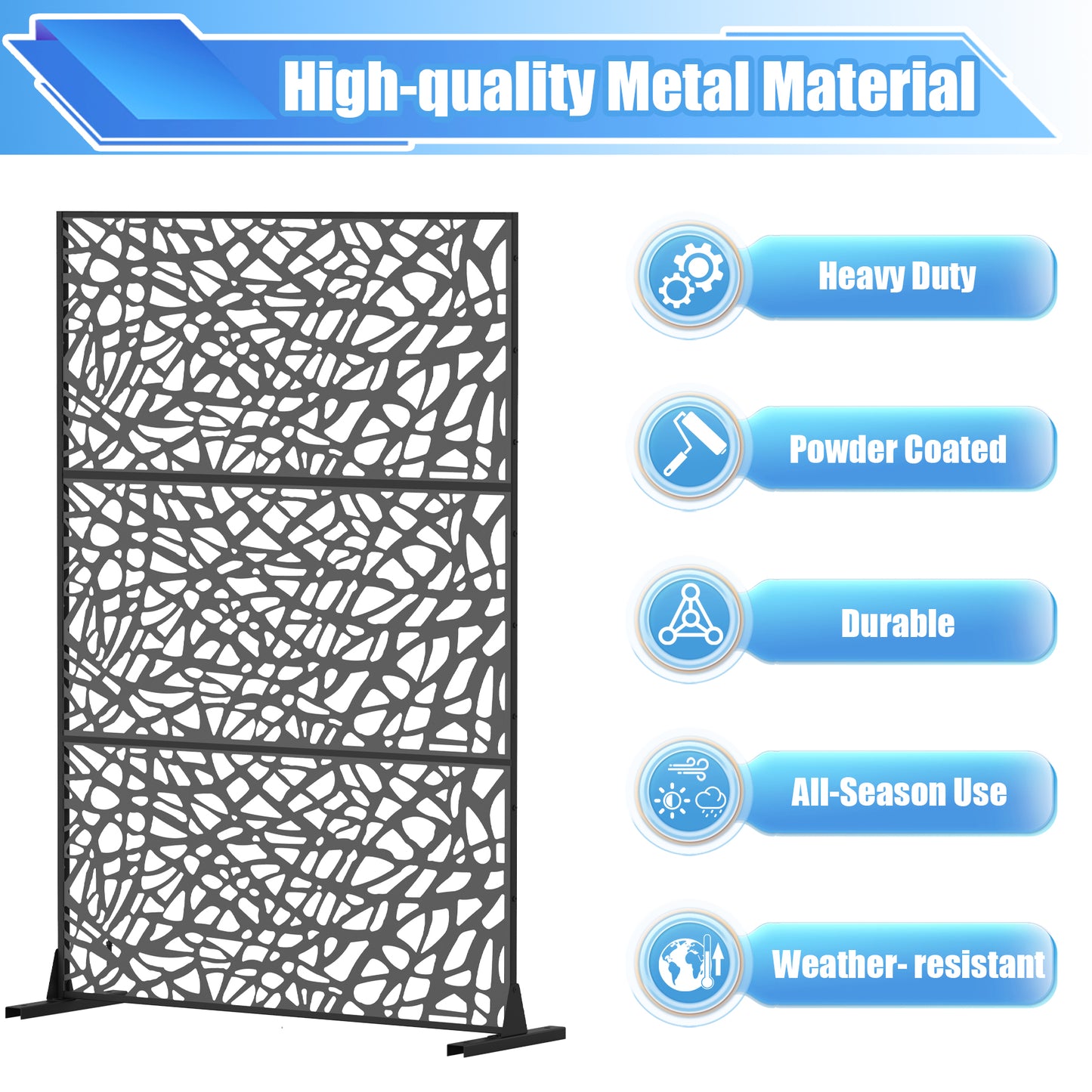 Metal Privacy Screens And Plastic Panels With Free Standing, Freestanding Outdoor Indoor Privacy Screen, Decorative Privacy Screen For Balcony Patio Garden, Room Divider, Mesh Shape