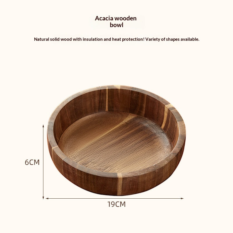 Hand-Painted Acacia Wood Salad Bowl For Home Use