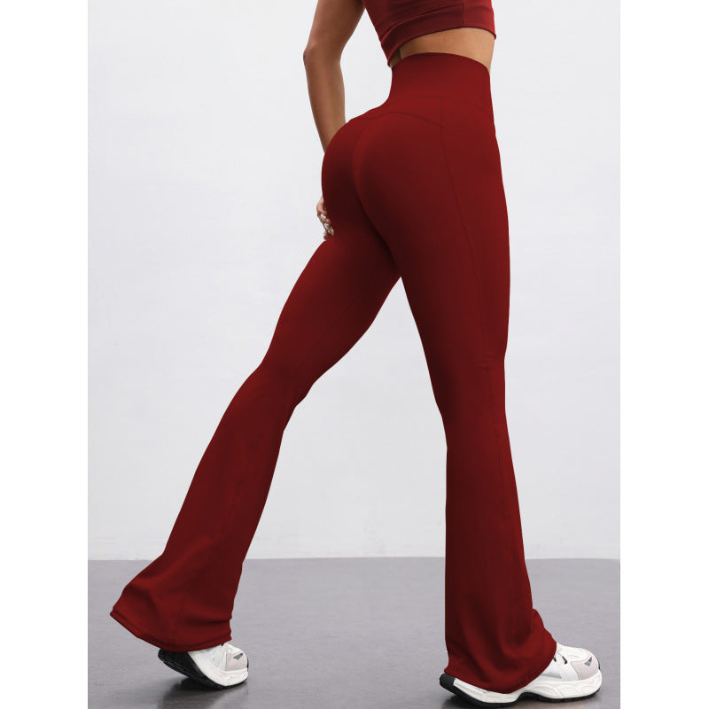 High-waisted Casual Flared Pants For Fitness And Sports