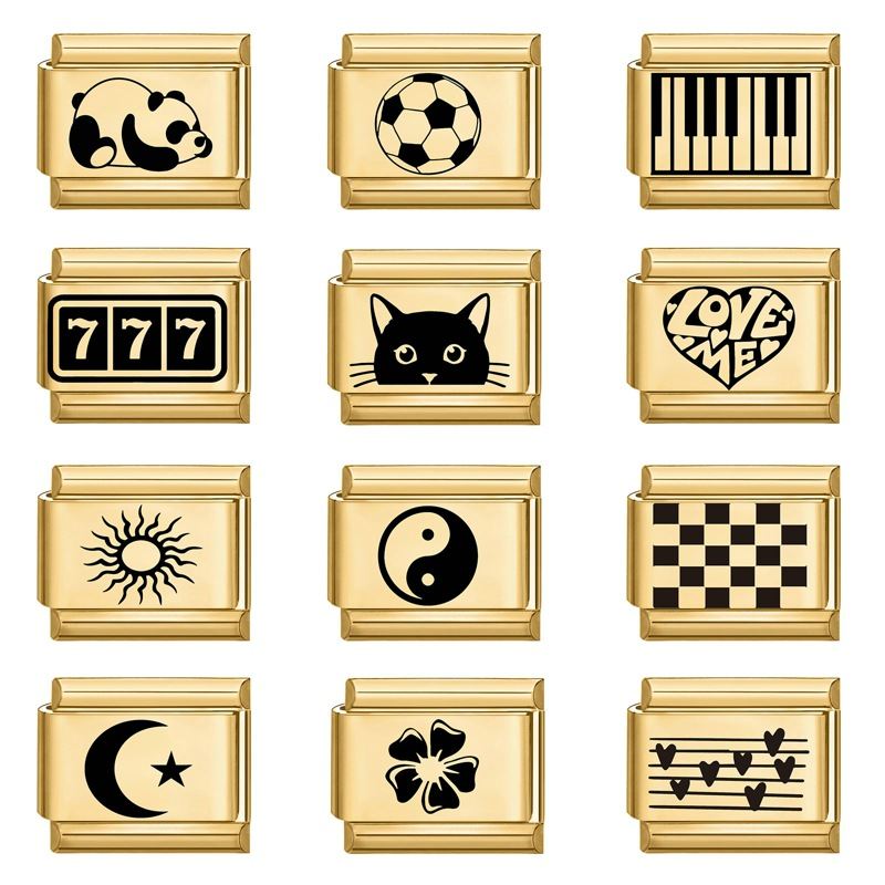 Gold Background Black Lettering Bracelet Cartoon Fashion Accessories