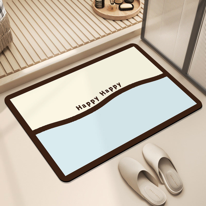 Modern Minimalist Color-block Diatomaceous Earth Bath Mat